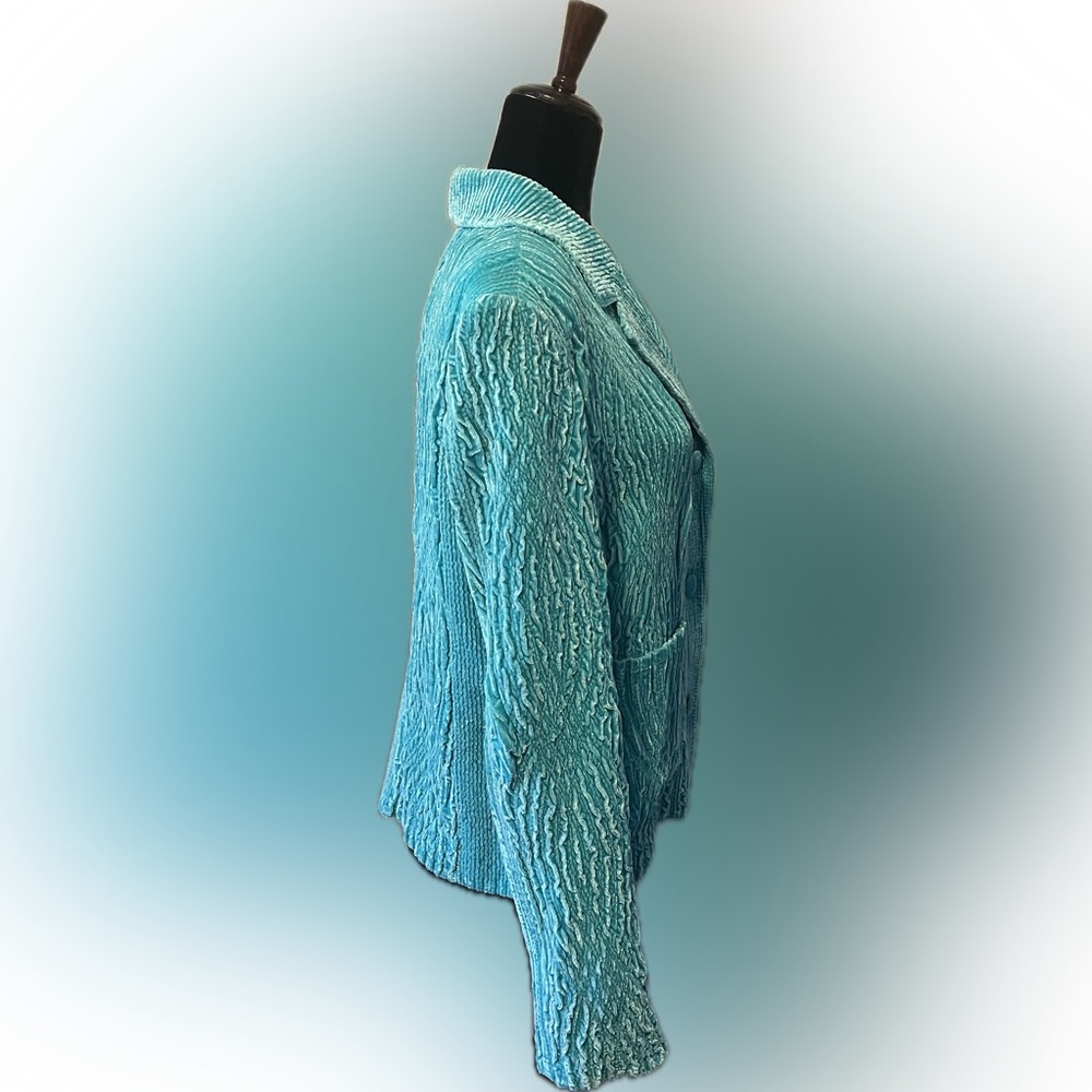 Rhonda Stark Crinkle Textured Blazer in Seafoam size M - Picture 2 of 11